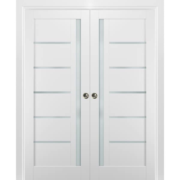 Sartodoors Double Pocket Interior Door, 72" x 80", White - QUADRO4088DP-WS-72