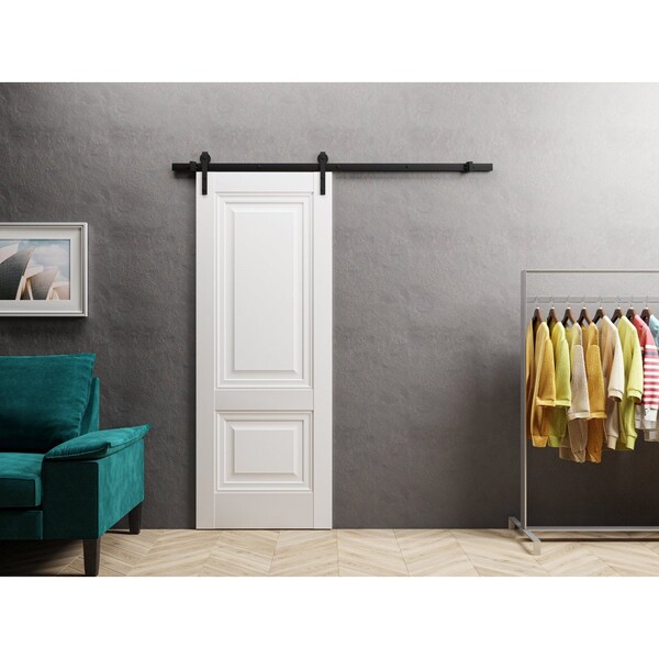 Sartodoors Sturdy Barn Door 18 x 96in, Lucia 8831 White Silk, 6.6FT Rail Hangers Heavy Hardware Set - LUCIA8831BD-B-WS-1896