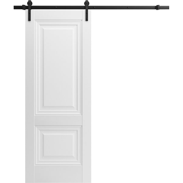 Sartodoors Sturdy Barn Door 18 x 96in, Lucia 8831 White Silk, 6.6FT Rail Hangers Heavy Hardware Set - LUCIA8831BD-B-WS-1896