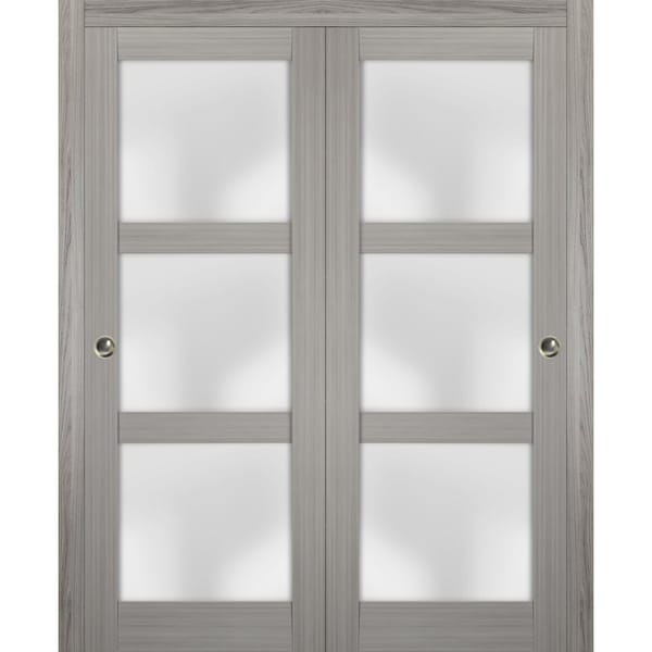 Sartodoors Closet Bypass Interior Door, 56" x 80", Gray - LUCIA2552DBD-SSS-56