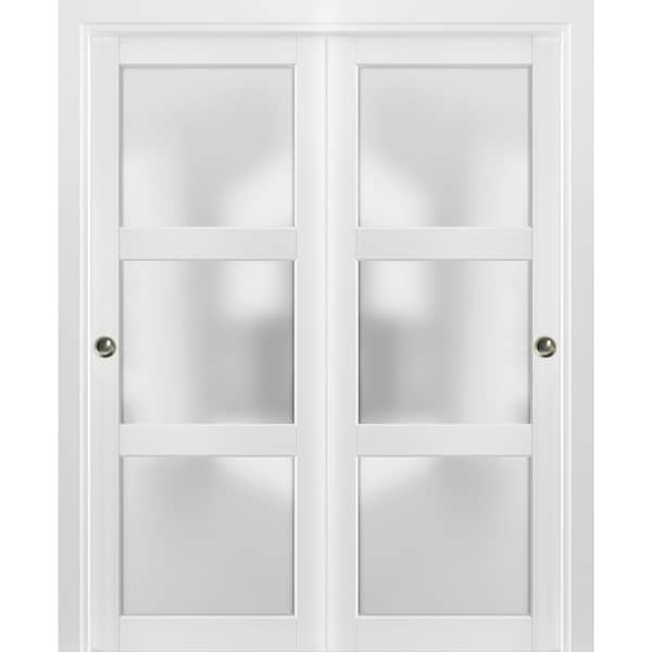 Sartodoors Closet Bypass Interior Door, 72" x 96", White - LUCIA2552DBD-BEM-7296