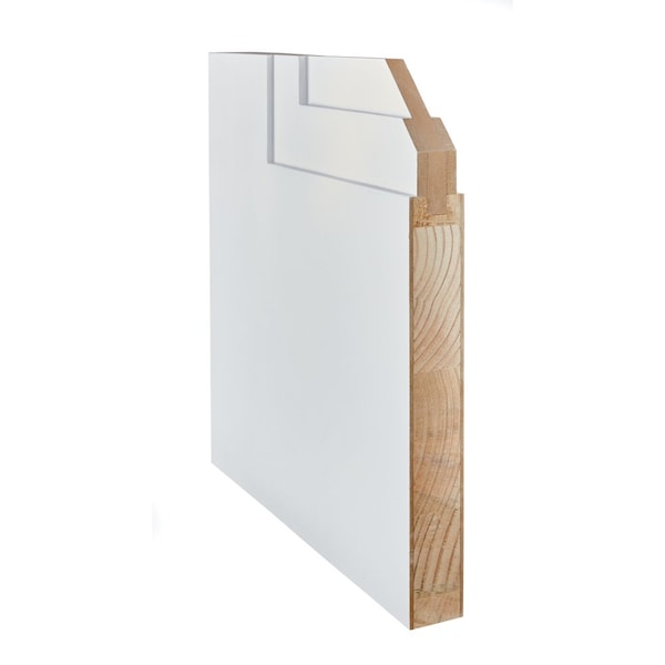 Trimlite 32"x96"x13/8" Primed 1Panel 2Step Interior Shaker 71/4" RH Prehung Door Brushed Chrome Hinges - 2880PRI8491RH26D714