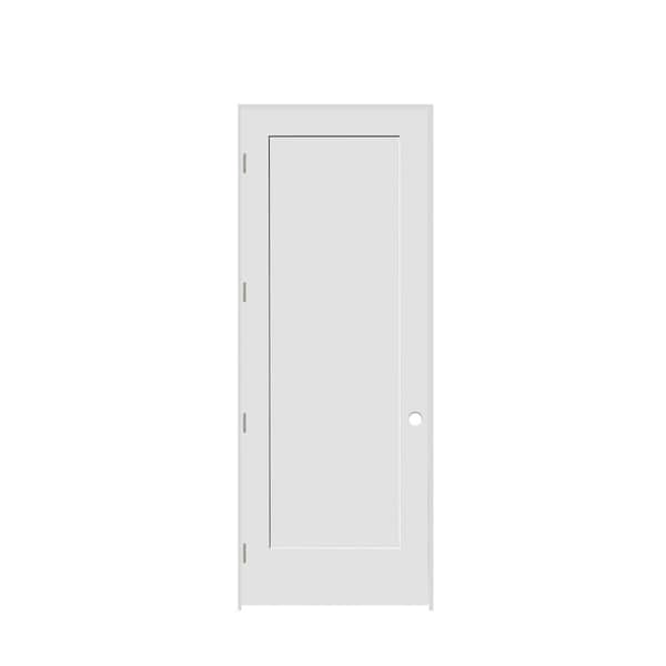 Trimlite 24" x 96" x 1-3/8" Primed 1-Panel Interior Shaker 7-1/4" RH Prehung Door with Satin Nickel Hinges - 2080PRI8401RH15714