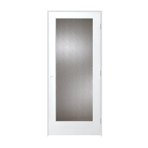 Trimlite 24"x80"x13/8" Primed 1Lite Rain Tempered Glass Interior French 69/16" LH Prehung - 2068PRI1501RAITLH156916