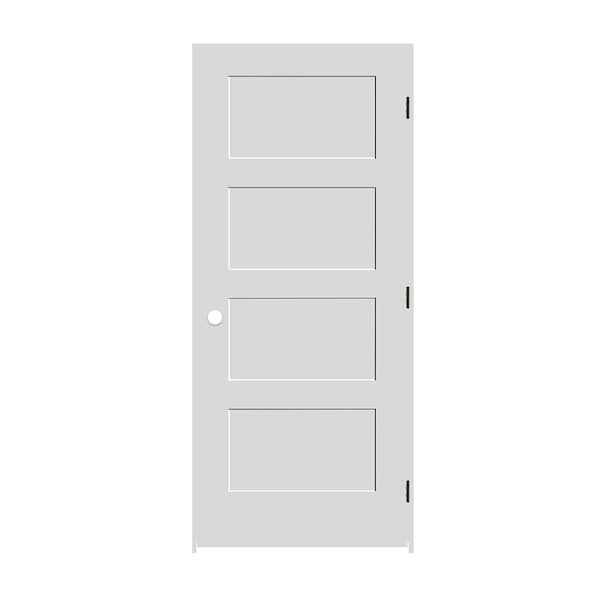 Trimlite 24"x80"x13/8" Primed 4Panel Equal Panel Interior Shaker 69/16" LH Prehung Door Matte Black Hinges - 2068PRI8444LH10B6916