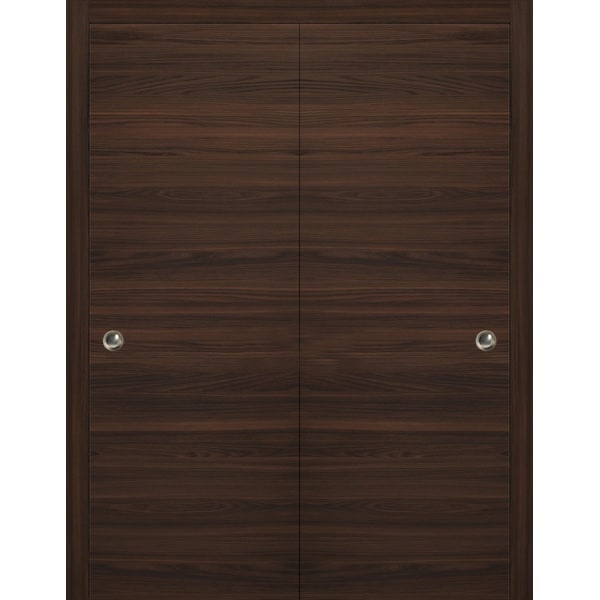 Sartodoors Closet Bypass 48x80 Planum 0010 Chocolate Ash Rails Wheels Floor Guide Pulls  Set ModernWood - PLANUM10DBD-CANP-4880