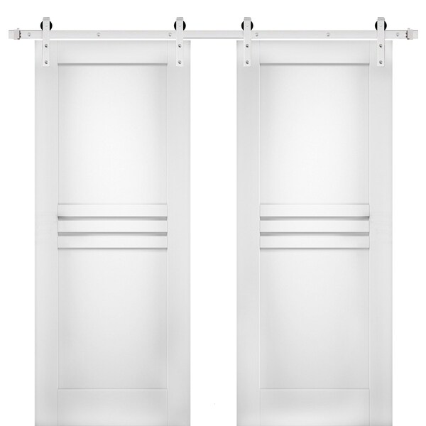 Vdomdoors Double Barn Interior Door, 48" x 84", White - MELA7444DB-S-WS-4884