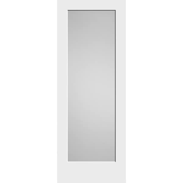 Codel Doors 32" x 80" Primed 1-Panel Interior Shaker Slab Door with White Lami Glass - 2868PRI8401GL