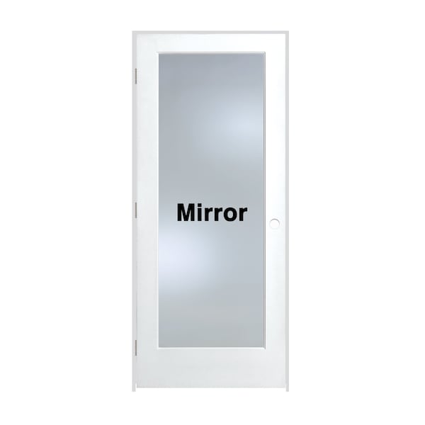 Trimlite 32"x80"x13/8" Primed 1Lite Mirror TwoSides Tempered Glass Interior French 49/16" RH Prehung - 2868PRI1501MIRTRH154916