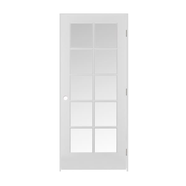 Trimlite 24"x80"x13/8" Primed 10Lite Clear Tempered Glass Interior French 49/16" LH Prehung - 2068PRI1310CLETLH154916