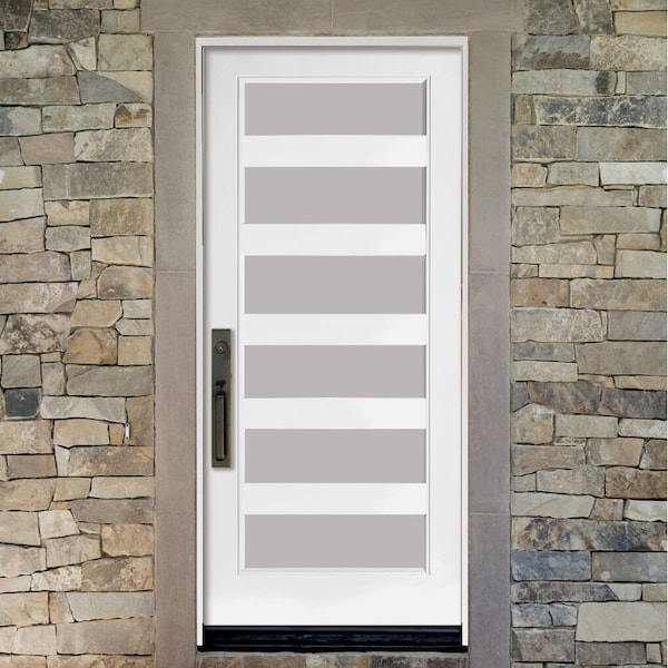 Codel Doors 36" x 96" Primed White Contemporary Flush-Glazed Exterior Fiberglass Door - 3080LHISPSF20F6LC491610BM