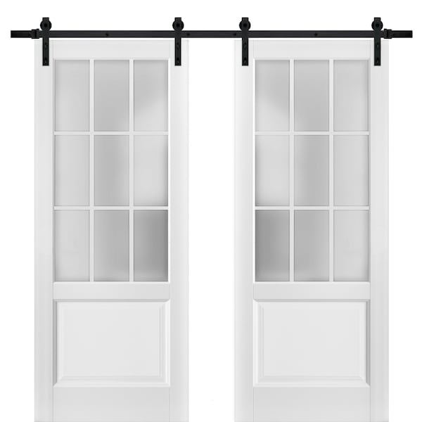 Sartodoors Double Barn Interior Door, 48" x 80", White - FELICIA3309DB-BEM-48