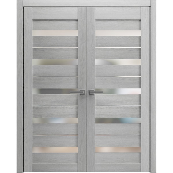 Sartodoors Sturdy Double Barn Door 60 x 96in, Quadro 4111 Matte Black, 13FT Rail Hangers Heavy Set - QUADRO4111DB-BLK-6096