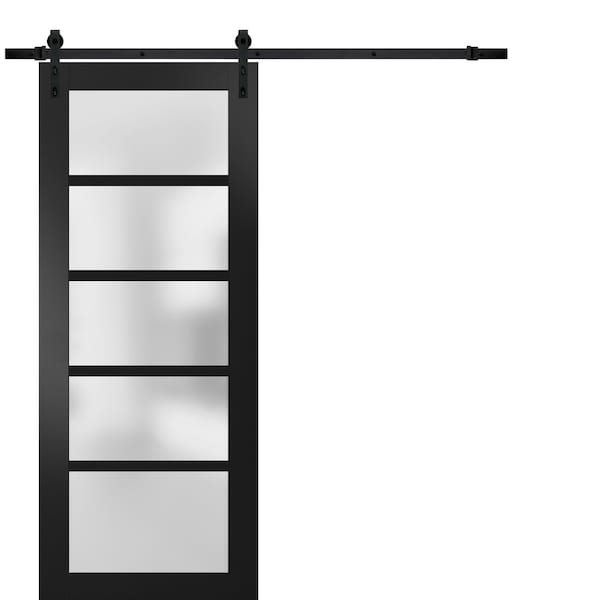 Sartodoors Barn Interior Door, 36" x 80", Black - QUADRO4002BD-B-BLK-36