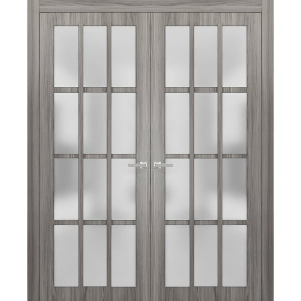 Sartodoors Double French Interior Door, 72" x 80", Gray - FELICIA3312DD-GA-72