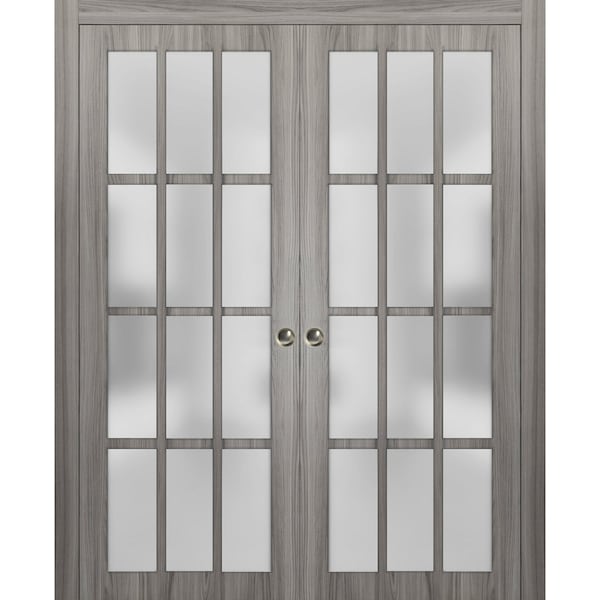 Sartodoors Double Pocket Interior Door, 72" x 80", Gray - FELICIA3312DP-GA-72