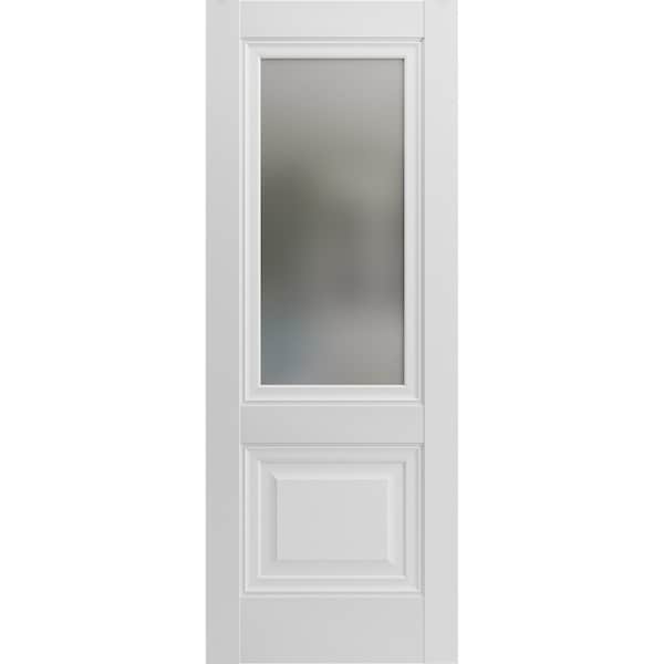 Sartodoors Solid French Double Doors 84 x 84in, Nordic White W/ Frosted Glass, Closet Bedroom Sturdy Doors - SETE6933DD-NOR-8484