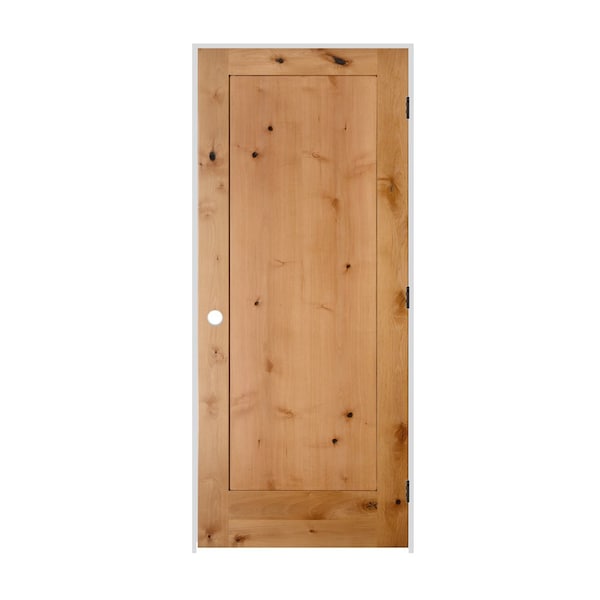 Trimlite 36"x80"x13/8" Knotty Alder 1Panel Interior Shaker 71/4" LH Prehung Door Matte Black Hinges - 3068SKA8401LH10B714