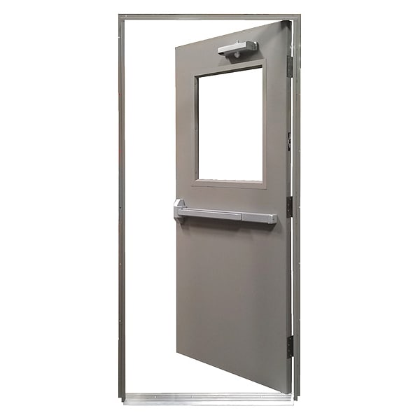 Securall Steel Door with Frame, LHR, 84 in H, 36 in W, 1 3/4 in Thick, 18 Gauge Steel - HDQH3684RH