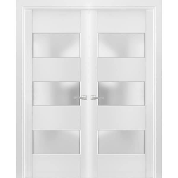 Sartodoors Double French Interior Door, 64" x 84", White - LUCIA4070DD-BEM-6484