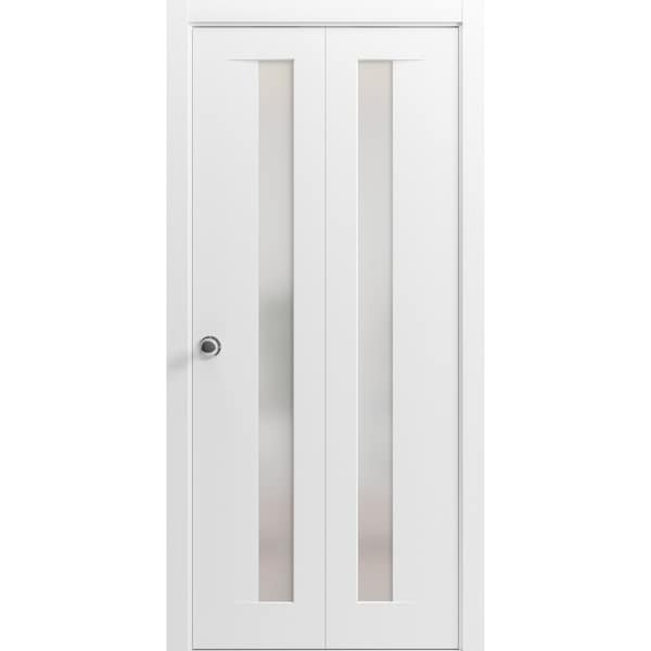Sartodoors Solid French Door 28 x 80in, Matte Black W/ Frosted Glass, Single Regular Panel Frame Trims Handle - SETE6933ID-BLK-28