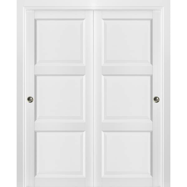 Sartodoors Closet Bypass Interior Door, 84" x 80", White - LUCIA2661DBD-BEM-84
