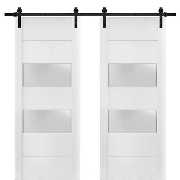 Sartodoors Double Barn Interior Door, 36" x 84", White - LUCIA4010DB-BEM-3684