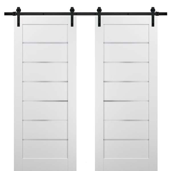 Sartodoors Double Barn Interior Door, 48" x 96", White - QUADRO4117DB-WS-4896