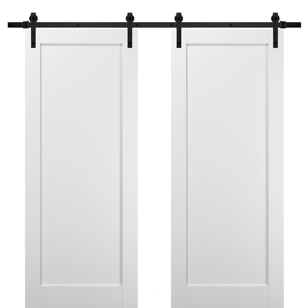 Sartodoors Double Barn Interior Door, 36" x 96", White - QUADRO4111DB-WS-3696