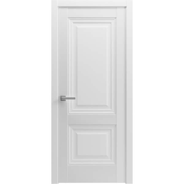 Sartodoors Solid French Door 30 x 96in, Lucia 8831 White Silk, Single Regular Panel Frame Trims Handle - LUCIA8831ID-WS-3096
