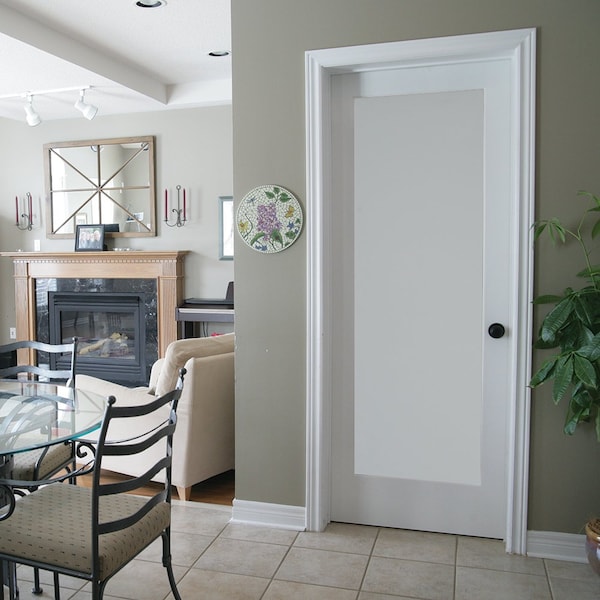 Codel Doors 24" x 80" Primed 1-Lite Interior French Slab Door with Satin Etch Tempered Glass - 2068PRI1501SATT