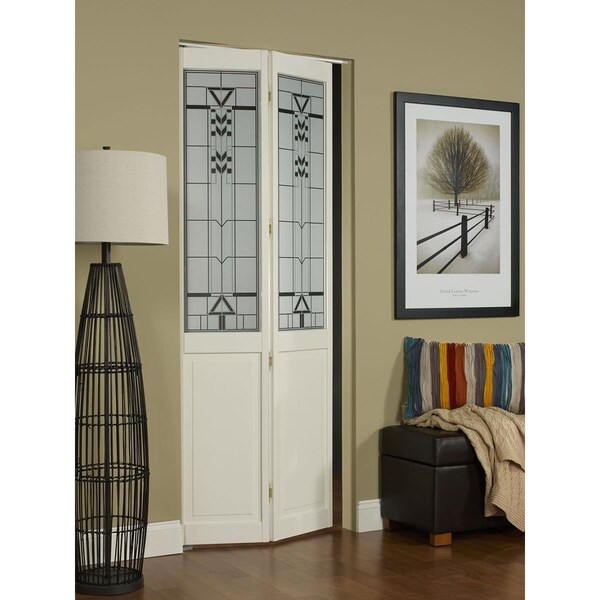 American Wood 24 x 80 in. Half Glass Sedona Bifold Door, Unfinished Pine - 814720