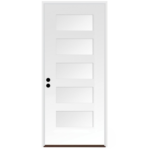 Codel Doors 36" x 80" Primed White Shaker Exterior Fiberglass Door - 3068RHISPSF5PSHK691610BB