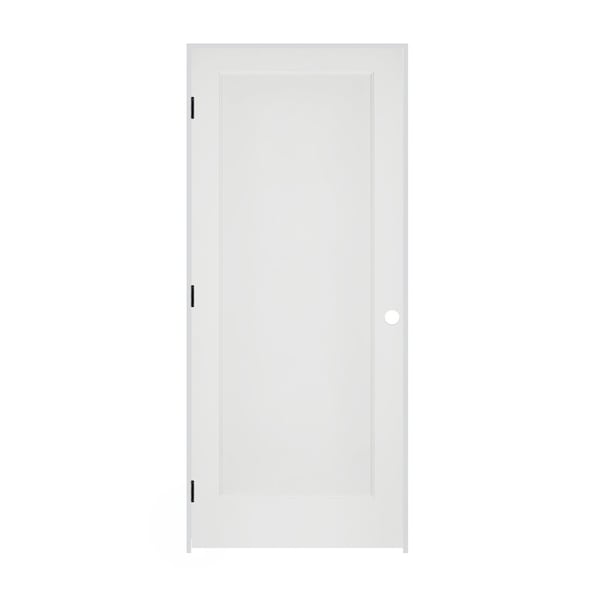 Trimlite 36"x80"x13/8" Primed 1Panel Interior Flat Panel Door Ovolo Bead 49/16" RH Prehung Door Black Hinges - 3068PRI8020RH1D4916