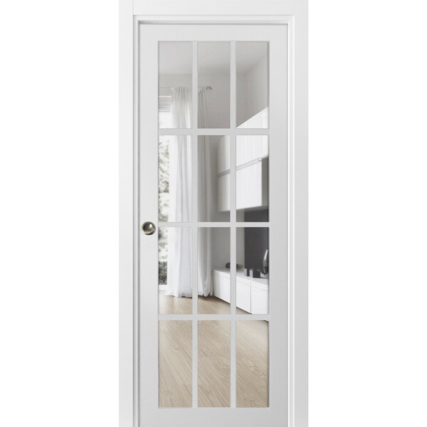 Sartodoors Pocket Interior Door, 30" x 80", White - FELICIA3355PD-BEM-30