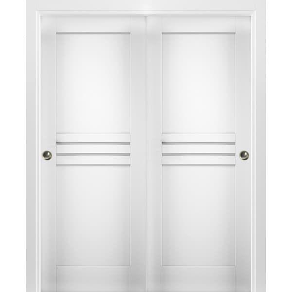Vdomdoors Closet Bypass Interior Door, 84" x 80", White - MELA7444DBD-WS-84