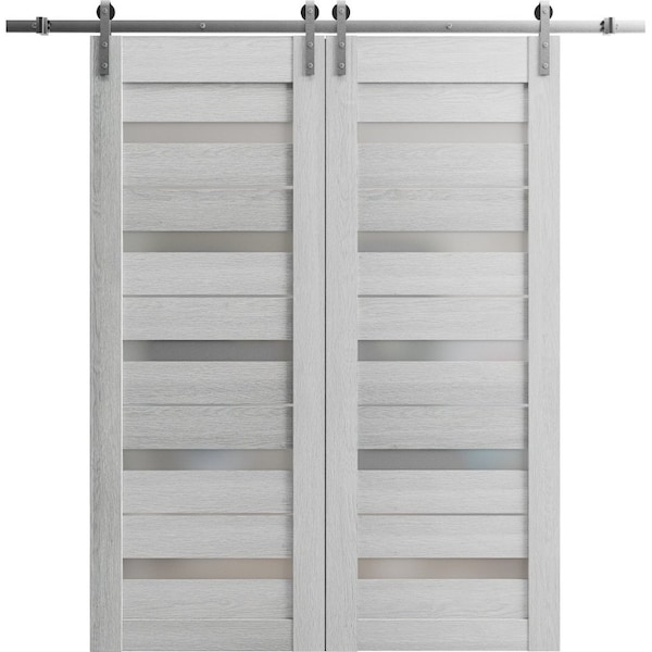 Sartodoors Sliding Closet Barn Bypass Doors 84 x 84in, Quadro 4111 Matte Black, Sturdy 8ft Rails - QUADRO4111BBB-BLK-8484