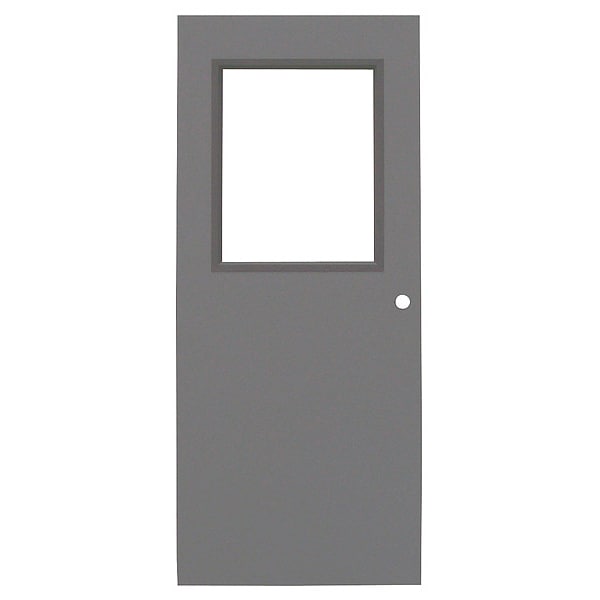Ceco Half Glass Steel Door with Glass, 80 in H, 48 in W, 1 3/4 in Thick, 18-gauge, Type: 3 - CHMD-HG4068-CY-ST-18GA-WG
