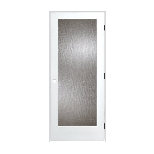 Trimlite 32"x80"x13/8" Primed 1Lite Rain Tempered Glass Interior French 69/16" LH Prehung Door Matte Hinges - 2868PRI1501RAITLH10B6916