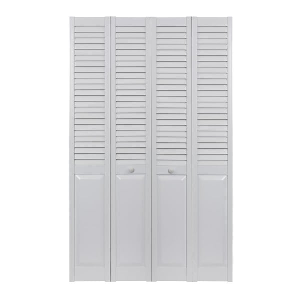 Perfectpatio 64 x 80 in. Seabrooke PVC Louver over Panel Bifold Door, White - PE3039995