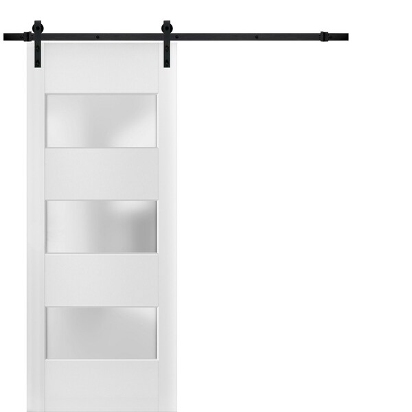 Sartodoors Barn Interior Door, 18" x 84", White - LUCIA4070BD-B-BEM-1884
