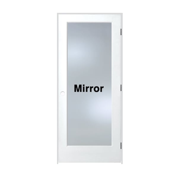 Trimlite 24"x80"x13/8" Primed 1Lite Mirror TwoSides Tempered Glass Interior French 71/4" LH Prehung - 2068PRI1501MIRTLH1D714