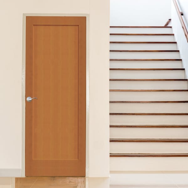 Codel Doors 30" x 80" x 1-3/8" Fir 1-Panel Interior Shaker 4-9/16" LH Prehung Door with Black Hinges - 2668FIR8401LH1D4916