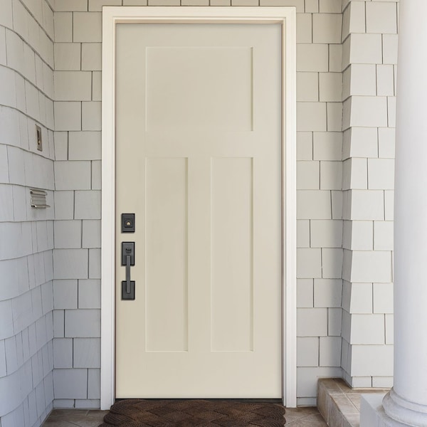 Codel Doors 36" x 80" Primed White Shaker Exterior Fiberglass Door - 3068RHISPSF3PSHK691615M