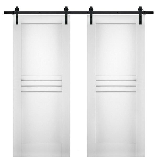 Vdomdoors Double Barn Interior Door, 72" x 84", White - MELA7444DB-WS-7284