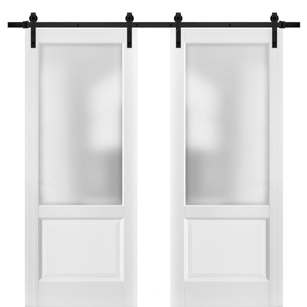 Sartodoors Double Barn Interior Door, 60" x 84", White - LUCIA22DB-BEM-6084