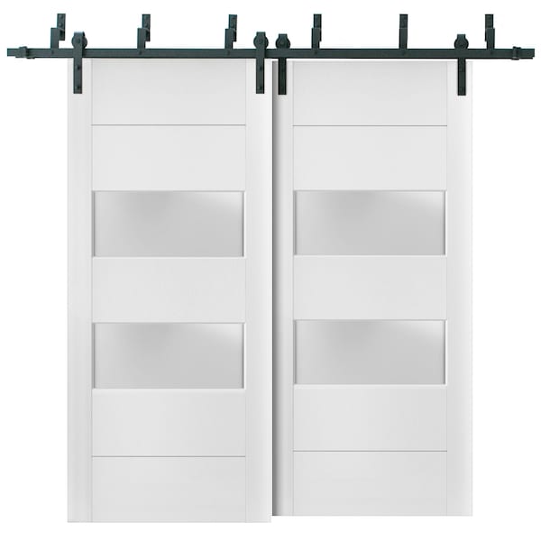 Sartodoors Barn Bypass Interior Door, 84" x 96", White - LUCIA4010BBB-BEM-8496
