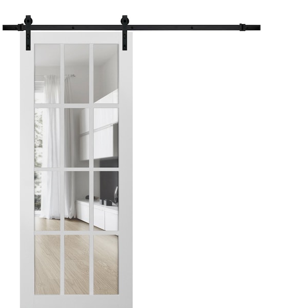 Sartodoors Barn Interior Door, 32" x 80", White - FELICIA3355BD-B-BEM-32