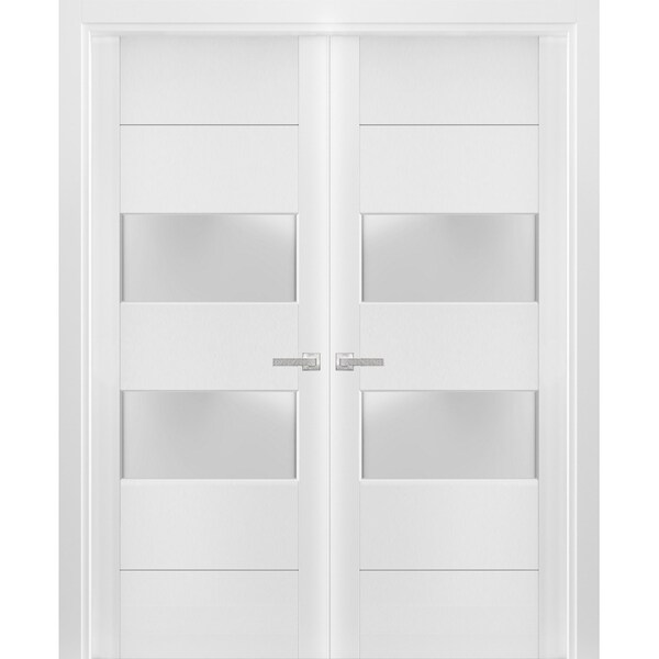 Sartodoors Double French Interior Door, 56" x 80", White - LUCIA4010DD-BEM-56