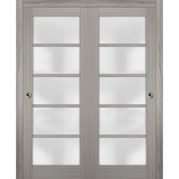 Sartodoors Closet Bypass Interior Door, 72" x 96", Gray - QUADRO4002DBD-SSS-7296